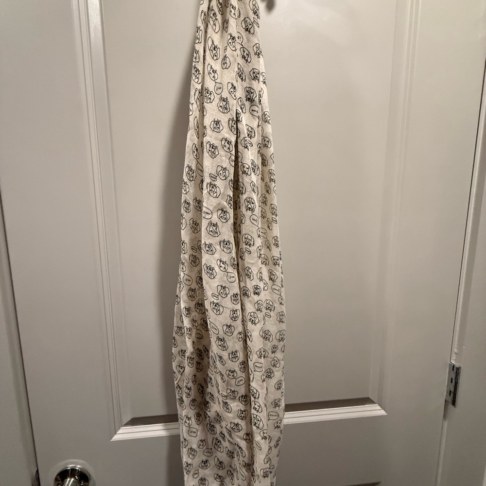 Ladies cream Scarf with Black Dog print